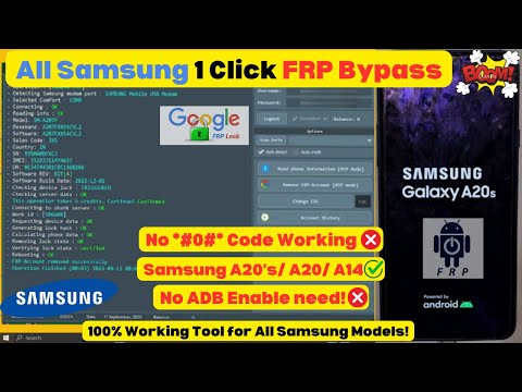 All Samsung FRP Bypass 1 Click *#0*# Not Working A20s Samsung, No ADB Enable Fail new FRP Tool 🔥👌