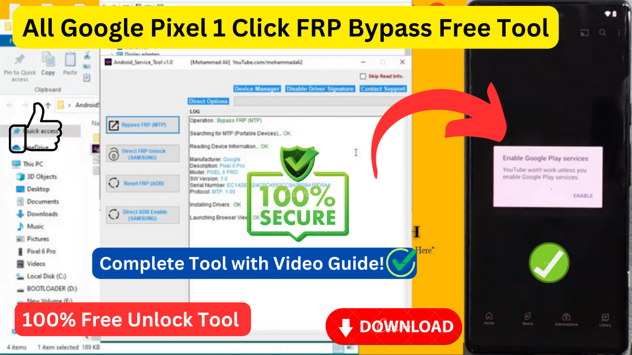 Google Pixel FRP Bypass Tool Unlock With AndroidServiceTool 100% Free ...