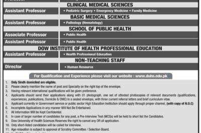 dow university jobs 2025,karachi jobs 2025 apply,duhs jobs 2025 apply online,dow university of health sciences jobs 2025,new karachi jobs 2025,sindh jobs 2025 apply
