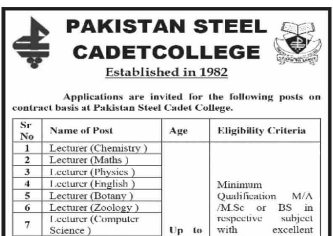 pakistan steel cadet college jobslatest cadet college jobs 2026apply cadet college karachi jobs 2026cadet college jobs in karachiapply cadet college jobs e1763961547730 Sain Azeem Tech Official