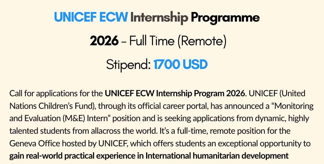 apply unicef internship programme,unicef ecw internship 2026 apply,latest unicef internships 2026,latest internships 2026,1700 usd internship program,unicef scholarship 2026